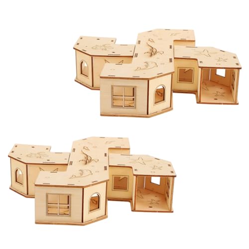 ERINGOGO 2Stücke Holz Hamster Tunnel Labyrinth Für Kleintiere Sicher Und Gesund Fördert Entspannen Für Hamster Mäuse von ERINGOGO