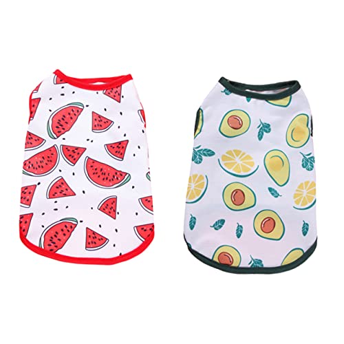 ERINGOGO 2stücke Atmungsaktive Hundeshirts Für Sommer Ärmeloses T-Shirt Für Hunde Und Katzen Kühlende Haustierkleidung Avocado Wassermelonen-Designs Für Kleine Und Mittlere Haustiere von ERINGOGO