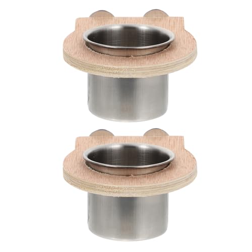 ERINGOGO 2Stücke Papagei Edelstahlschalen Wasser Und Futternapf Mit Holzhalter Für Käfige Montieren Für Wellensittiche Nymphensittiche ERINGOGO 2Stücke Papagei Edelstahlschalen Wasser Und Futternapf Mit Holzhalter Für Käfige Montieren Für Wellensittiche Nymphensittiche von ERINGOGO