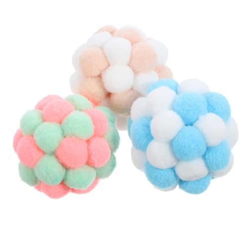 ERINGOGO 3stücke Katzenspielzeugbälle Mit Glöckchen Interaktive Bälle Für Katzen Bunte Plüschbälle Als Katzenspielzeug Katzenbälle Mit Innenraum Für Glocken Spielzeug Für von ERINGOGO
