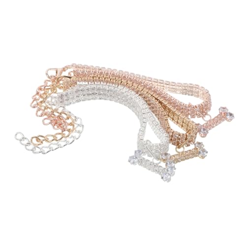 ERINGOGO 3 Stück Teiliges Verstellbares Haustierhalsband mit Luxuriösem Knochenanhänger Leichtes Schmuckhalsband für Kleine Hunde und Katzen Festlich für Neujahrsfeiern und Alltag Geeignet von ERINGOGO
