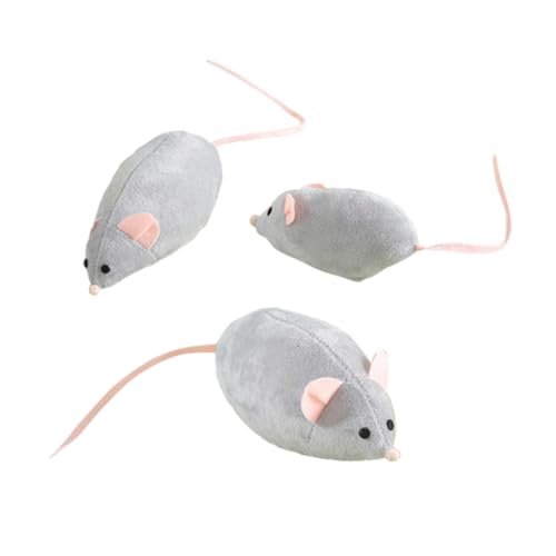 ERINGOGO 3 Stücke Katze Teaser Squeak Katzen Flauschigen Kauen Tiny Die Pp Grau von ERINGOGO