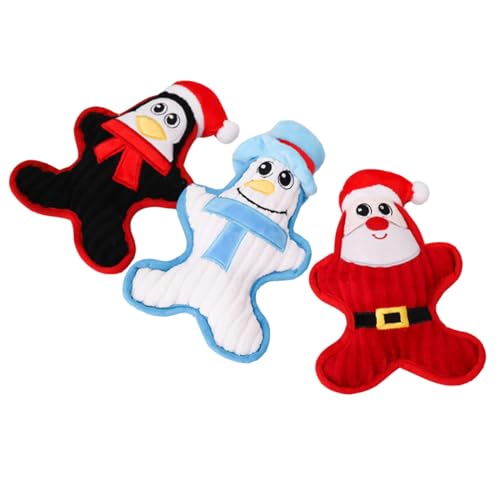 ERINGOGO 3stücke Teiliges Dog Chew Toy Squeaky Plüschspielzeug Mit Weihnachtsdesign Für Hunde Und Katzen Sicheres Kauspielzeug Zur Zahnreinigung Und Beschäftigung von ERINGOGO