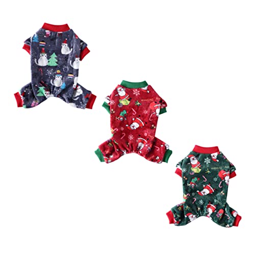 ERINGOGO 3 Teiliges Weihnachtspyjama Hundeoutfit Für Haustiere Hundekleidung Große Hundepyjamas Hundebekleidung Haustierkleidung Welpenweste Welpen Outfits Süße Weihnachtskleidung von ERINGOGO