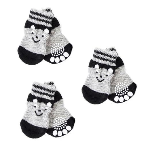 ERINGOGO 3Paare Rutsch Baumwollsocken Für Pfotenschutz Strümpfe Für Haustiere Warmes Schuhwerk Für Drinnen Und Draußen von ERINGOGO