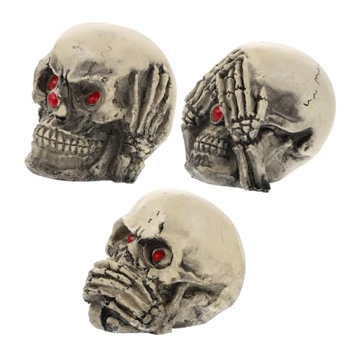 ERINGOGO 3Stücke Dekorative Schädelstatuen Für Aquarien Halloween Skeleton Verzierungen Aus Resin Für Kreative Fischbecken Dekorationen Für Reptilien Und Aquarienlandschaften von ERINGOGO