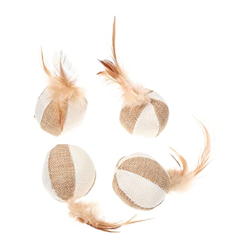 ERINGOGO 4 STK Katzenspielzeug interaktives Katzen Catnip Toy cat Toy Bälle für Katzen Katzenübung Katzenminze- Haustierbedarf tierische Federn Khaki von ERINGOGO