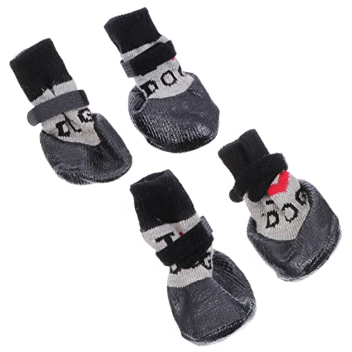 ERINGOGO 4 Stück Anti Rutsch Hundeschuhe Hundeschuhe Socken Tierbedarf Haustierstiefel Haustiersocken Welpensocken Welpenschuhe Socken Haustierpfotenschutz Hundesocken von ERINGOGO