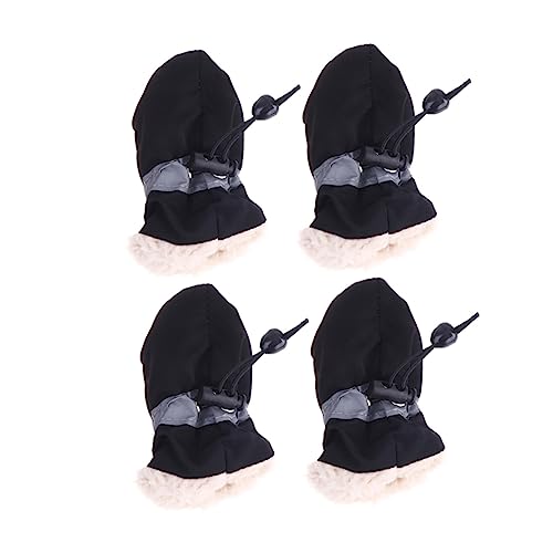 ERINGOGO 4 Stück Anti-Schlupf-Haustierschuhabdeckung Hundestiefel Hundeschuhe für kleine Hunde Schutz Hundefuß Dog Shoes Hundeschuhe mit Plüsch Schuhe für Hunde Stiefel für Hunde Black von ERINGOGO