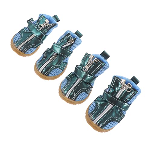 ERINGOGO 4 Stück Anti-Schlupf-Rindfleisch-Sehnen-Sohle-Hundeschuhe Hundestiefel Hund warme Schuhe Winterschuhe für Hunde Thermoschuhe für Haustiere Welpenstiefel Pu Blue von ERINGOGO