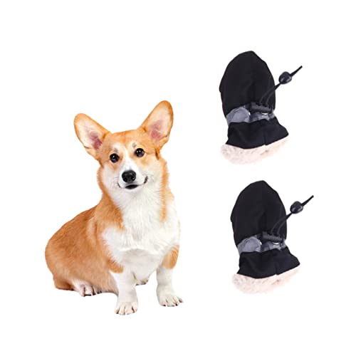 ERINGOGO 4 Stück Anti-schlupf-haustierschuhabdeckung Hund Warme Stiefel Für Haustiere Schuhe Für Welpen Größe Schutz Schwarze Stiefel Griff Drinnen Pfote Black von ERINGOGO