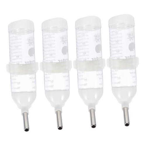 ERINGOGO 4 Stück Auslaufsichere Kleintier Trinkflasche mit Kugelventil Hängend Montierbar für Hamster und Kleine Haustiere Einfache Reinigung Weiß von ERINGOGO