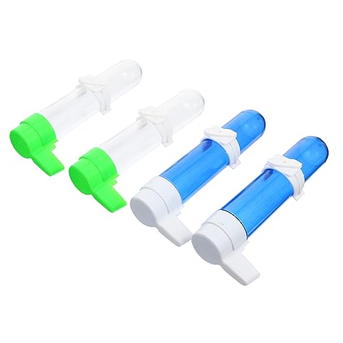 ERINGOGO 4 Stück Automatischer Vogeltränker für Papageien Wasserspender aus Hochwertigem Kunststoff für Wellensittiche mit Zwei Transparenten und Zwei Bunten Flaschen Auslaufsicher und von ERINGOGO