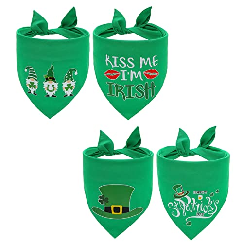 ERINGOGO 4 Stück Dreieckstuch für Haustiere Snacks für Hunde Alles zum Geburtstag hundehalstuch Hundehalsband für St Patrick's Day Grünfarbenes Hundehalsband Patrick Hundeschal Green von ERINGOGO