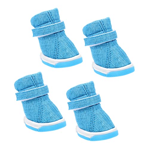 ERINGOGO 4 Stück Haustierschuhe Verstellbare Hundeschuhe wasserdichte Stiefel Für Haustiere Welpen-Essentials Outdoor-Schuhe Für Hunde Bausatz Wasserdichter Pfotenschutz Hündchen Blue Gummi von ERINGOGO