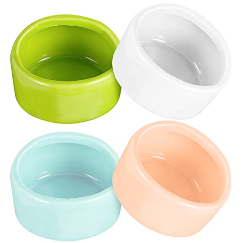 ERINGOGO 4 Stück Keramische Futter und Wassernäpfe für Kleine Hamster Meerschweinchen Langlebige Schalen für Käfige rutschfeste Gestaltung von ERINGOGO