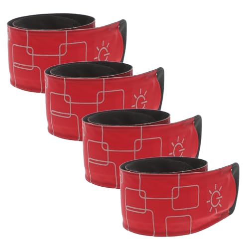 ERINGOGO 4 Stück Led-Pferde-knöchelriemen Amphipodenlicht Laufarmband Wasserflasche Für Das Outdoor-Laufen Am Handgelenk Reflektierende Armschlaufe Leuchtender Nachtlaufgurt Mode Stoff Rot von ERINGOGO