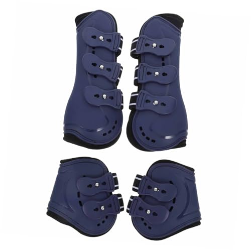 ERINGOGO 4 Stück Pferdebeinstiefel Pferdeleggings Pferdeausrüstung Pferdebeinschutzhülle Schutzausrüstung für Pferde Pferdestiefel vorne und hinten Pferdeschienengamaschen Pferdespange Pu von ERINGOGO