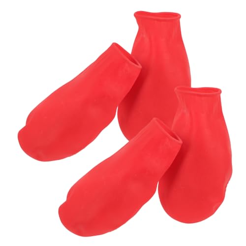 ERINGOGO 4 Stück Schuhüberzüge Für Haustiere Pfote Püppchen Hund Kauer Welpe Haustierschuhe Für Regen rutschfeste Haustierschuhe Schützende Haustierschuhe Rot Gummi von ERINGOGO