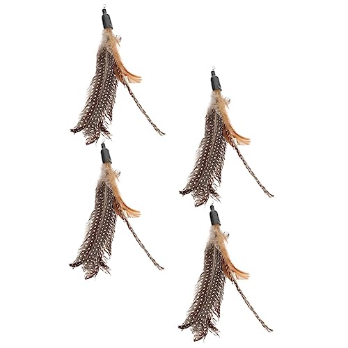 ERINGOGO 4 Stück Teiliges Katzen mit Federn Ersatzköpfen für Teaser Sticks Interaktive Katzenspielzeuge für Spaß und Beschäftigung Drinnen und Draußen von ERINGOGO