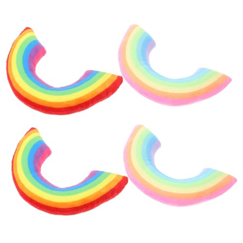 ERINGOGO 4 Stück Teiliges Katzenkissen mit Katzenminze Weiches Plüschspielzeug in Regenbogenfarben Hautfreundlich und Komfortabel Interaktives Katzenspielzeug für Entspannte und Tiefe von ERINGOGO