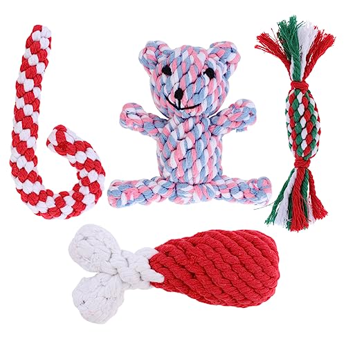 ERINGOGO 4stücke Baumwoll-seilspielzeug Für Hunde Kauspielzeug Für Welpen Zur Zahnpflege Interaktives Spielzeug Für Haustiere Für Weihnachten Und Teething-Support von ERINGOGO