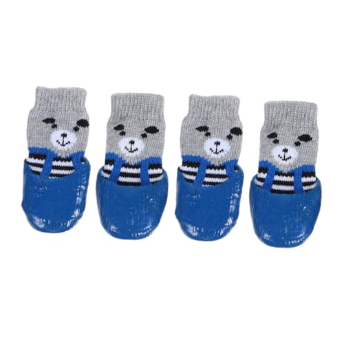 ERINGOGO 4 Stück verschleißfester Hundepfotenschutz hundeschuhe hundesocken Pfotensocken hundestiefel Haustier Griffe drinnen Wiederverwendbare Pfotenschützer Hundezubehör Baumwolle Blue von ERINGOGO