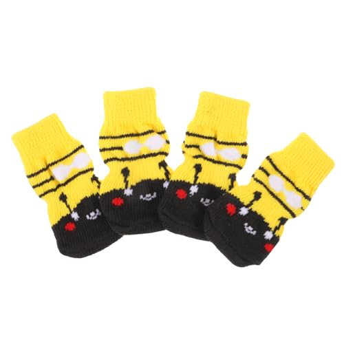 ERINGOGO 4Stücke Atmungsaktive Haustiersocken für rutschfeste Pfotenschützer aus Baumwolle Dekorative Hundesocken für Winter Kleine und Welpen von ERINGOGO