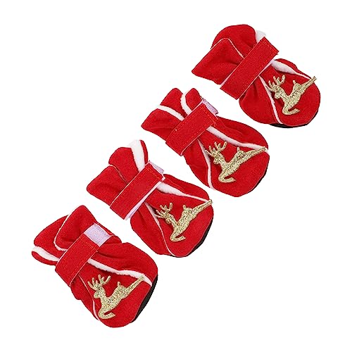 ERINGOGO 4Stücke Haustier Weihnachtsstiefel Mit rutschfeste Hundeschuhe Für Kleine Für Winterliche Outdoor Aktivitäten von ERINGOGO