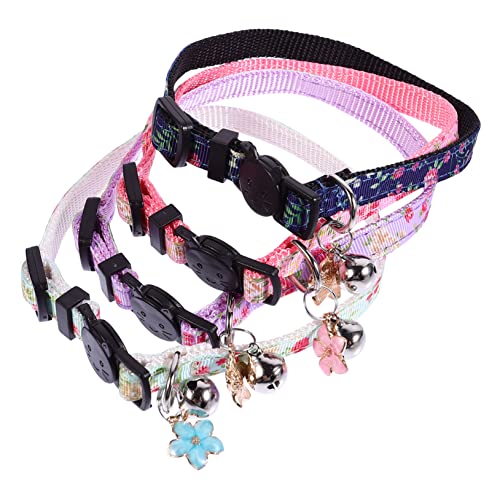 ERINGOGO 4Stücke Katzenhalsband Mit Blumenmuster Sicheres Haustierhalsband Für Kätzchen Und Katzen Verschiedene Stilvolles Katzendekor von ERINGOGO