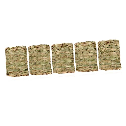ERINGOGO 5 Stück Grasmatte Für Haustiere Heu Gewebte Kaninchen Kratzen Klein Nest Drinnen Hamsterbettwäsche Hase Stroh Seegras Grasbettung Meerschweinchen Bett Nahrungssuche von ERINGOGO