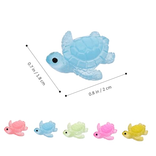 ERINGOGO 50 Stück Teiliges Mini Resin Schildkröten Leuchtende Nachtfiguren in Farben Kleine Meeres Schildkröten Miniaturen für Garten Aquarium Bonsai und Puppenhaus Dekoration von ERINGOGO
