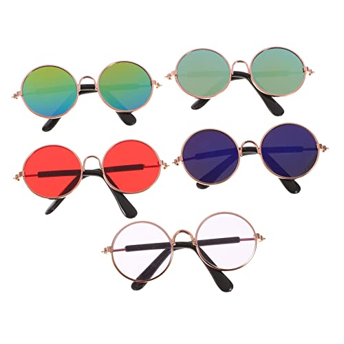 ERINGOGO 5Stücke Haustierbrille Für Hunde Und Katzen Kreative Mit Bunten Gläsern Als Foto Requisiten Für Haustiere Für Stylische Tierfotos Und Outdoor Aktivitäten von ERINGOGO