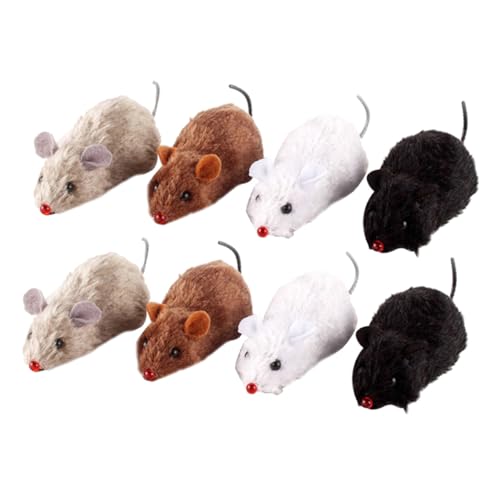 ERINGOGO 8 Stück Teiliges Katzenspielzeug Wind up Mäuse Lebensechte mechanische Spielzeuge aus Plüsch und Kunststoff Batteriefrei Interaktives Geschenk für Wohnungskatzen Zufällige Farbe von ERINGOGO