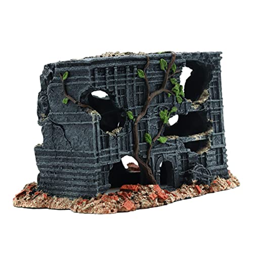 ERINGOGO Aquarium Dekoration Kleine Fischtank Dekorationen Hohe Fischtank Ornamente Aquarium Aquarium Künstliche Landschaft Aquarium Ruinen Dekorationen LED Wasser von ERINGOGO