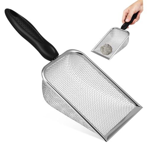 ERINGOGO Katzenstreuschaufel Aus Metall Mit Kleinen Löchern Für Katzentoilette Sandschaufel Mit Siebdesign Für Effizientes Filtern Von Katzenstreu Ergonomischer Griff Für Bequemen Griff von ERINGOGO