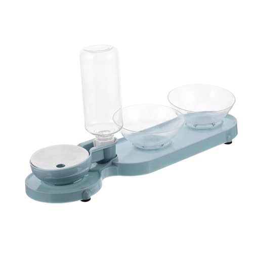 ERINGOGO Automatischer Haustier Wasserspender mit Neigbaren Doppel Schalen Transparenter Trinkflasche Praktischer Katzen und Haustier Futterautomat Tragbar und Leicht Einfache von ERINGOGO