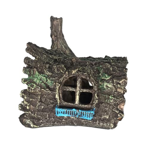 ERINGOGO Bark House Dekoration Party unter dekorativ Aquariumdekoration aus Vulkangestein Fisch versteckt LED Zubehör Garnelenzuchthöhle Garnelenzuchthaus Fischversteck Harz von ERINGOGO