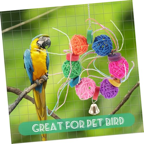 ERINGOGO Buntes Vogel kauspielzeug aus Natürlichem Rattan Robustes Papageien hängespielzeug für Käfige Langlebiger Sicherer Kauspielball Geeignet für Sittiche Nymphensittiche und von ERINGOGO