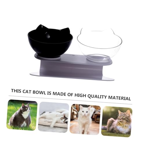 ERINGOGO Doppelte Katzenfutterschale Aus Kunststoff Nackenstütze rutschfest Süßes Design Und Transparent Für Futter Und Wasser Haustierbedarf Für Katzen von ERINGOGO