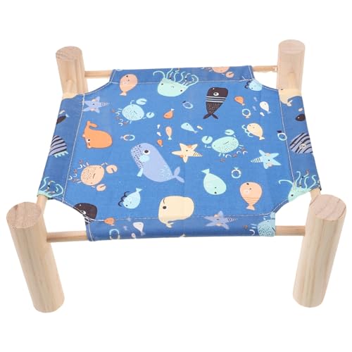 ERINGOGO Eleviertes Kleintierbett mit Holzgestell Atmungsaktive Hängematte für Hamster und Kaninchen Platzsparendes Abnehmbares Haustierbett Dekoratives Camp Bed für Zwerghamster und von ERINGOGO