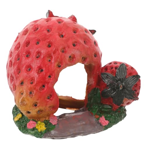 ERINGOGO Erdbeeren verstecken Sich vor der Höhle versteckt Eidechsenversteck bärtig Schildkrötenversteck klein für Reptilienhöhle Versteck Reptilienschutz Eidechsenhöhle Harz rot von ERINGOGO