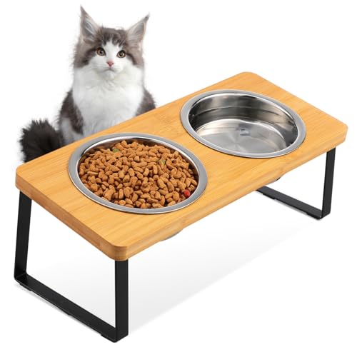 ERINGOGO Erhöhter Katzennapf Set Doppelnapfschalen und Stand Rutschfester Futternapf für Katzen und Kleine Ergonomisches Design für Bessere Haltung und Verdauung ERINGOGO Erhöhter Katzennapf Set Doppelnapfschalen und Stand Rutschfester Futternapf für Katzen und Kleine Ergonomisches Design für Bessere Haltung und Verdauung von ERINGOGO