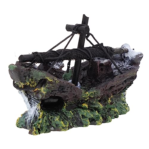 ERINGOGO Fischtank Dekoration Schiffswrack Fischdekoration Aquarium Sicheres U Boot Pirat Extra Große Aquarium Dekorationen Mini Aquarium Ornamente Bootswrack Schiffswracks von ERINGOGO