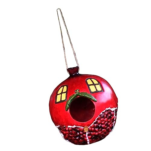 ERINGOGO Gartenharz Vogelhaus im Granatapfel Design Outdoor Vogel Nest Anhänger aus Strapazierfähigem Harz Rot Dekorative Niststätte für Garten und Fensterbank ERINGOGO Gartenharz Vogelhaus im Granatapfel Design Outdoor Vogel Nest Anhänger aus Strapazierfähigem Harz Rot Dekorative Niststätte für Garten und Fensterbank von ERINGOGO