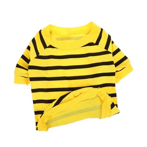 ERINGOGO Gestreiftes Hemd für Hunde Hundebekleidung hundekleidung Streifenshirt Haustierhemd Hundeshirt gelb Outdoor-Haustier-Sweatshirt Größe Welpenhemd Katzen-Sweatshirt Baumwolle von ERINGOGO