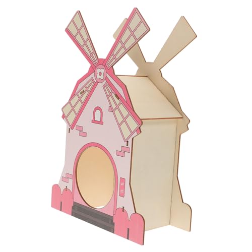 ERINGOGO Hamster Holzhaus mit Windmühlenförmigem Dach Beißfestes Hamster Wohnversteck für Kleintiere Komfortables Nager Spielhaus ERINGOGO Hamster Holzhaus mit Windmühlenförmigem Dach Beißfestes Hamster Wohnversteck für Kleintiere Komfortables Nager Spielhaus von ERINGOGO
