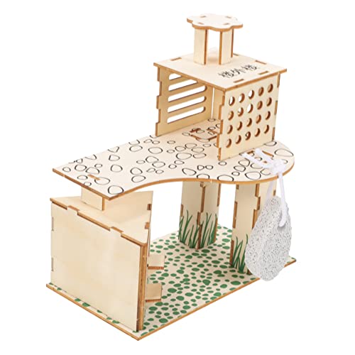 ERINGOGO Hamster Spielplatz Aus Naturholz Klettergerüst Mit Treppen Und Plattformen Sicheres Für Hamster Und Kleine Haustiere Fördert Spielinstinkt Und Langeweile von ERINGOGO