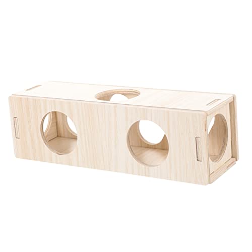 ERINGOGO Hamster Tunnel aus Natürlichem Holz Versteckspielzeug für Kleintiere für Hamster Chinchillas Mäuse und Rennmäuse mit Mehreren Erkundungslöchern für Spielstunden von ERINGOGO