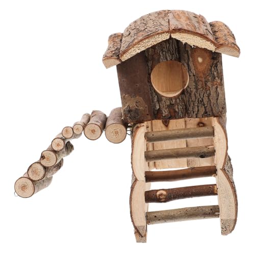ERINGOGO Hamsterhaus Hamster Spielplatz Hamster Natürlicher Hamsterversteck Hamster Lebensraum Hamster Unterschlupf nagerhaus Hamsterspielzeug Kletterspielzeug für Hamster hölzern von ERINGOGO